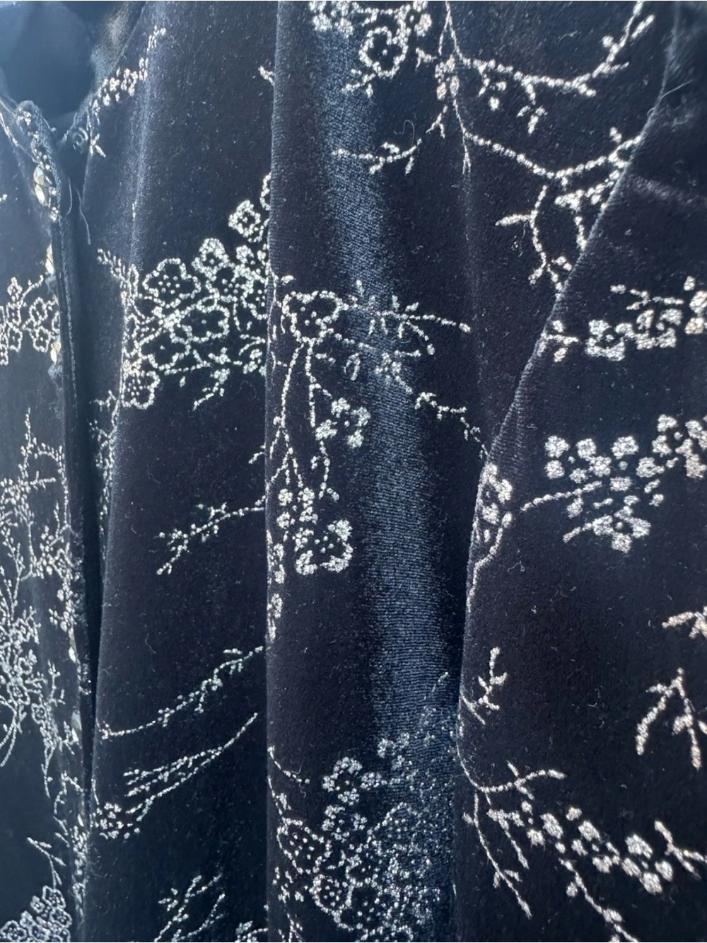 Rare Vintage R&M Richards Velvet Jacket Black Floral Glitter Made in USA Size 14 - Picture 15 of 15